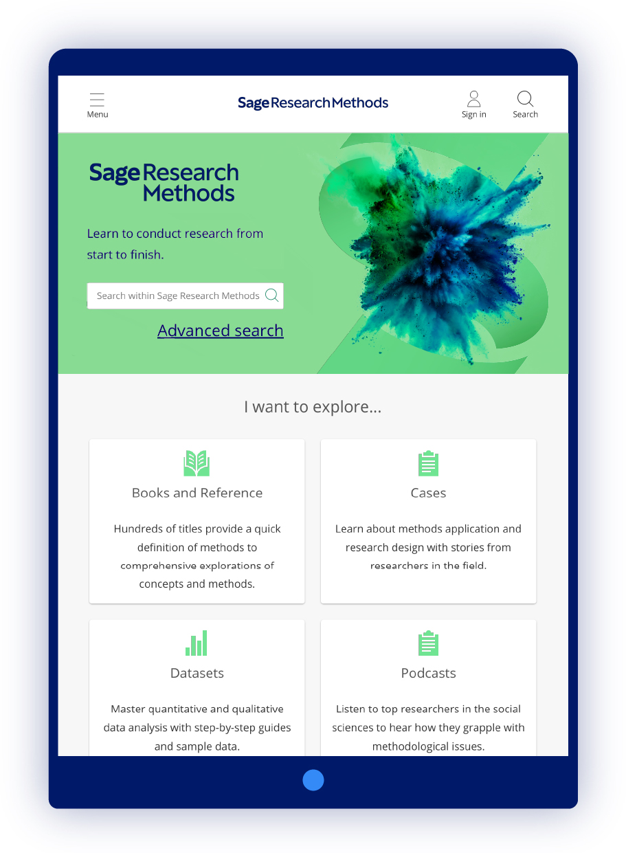 Illustration of Sage Research Methods on a tablet device